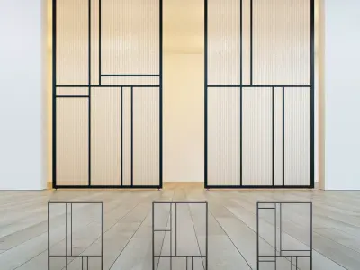 Glass partition door Set 39 Low-poly 3D model