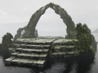 Ancient Portal Temple Ruin Low-poly 3D model