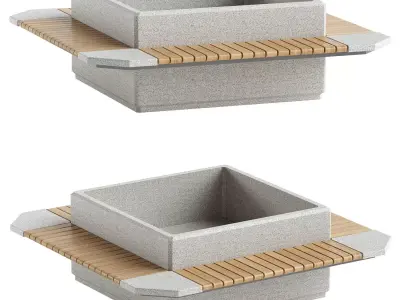 SQUARE PLANTER BENCH 213 3D model
