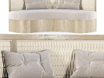 Isabel wooden rattan loveseat IS25 by Bpoint Design  3D model