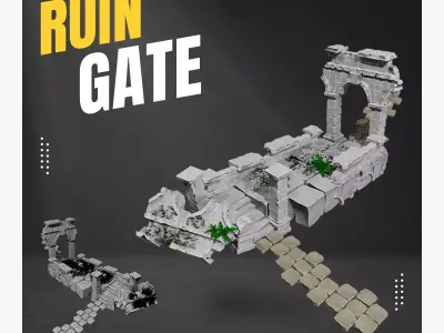 Ruin gate Low-poly 3D model 25