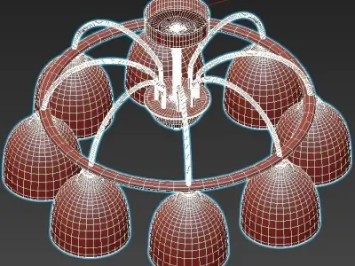 artee ceiling light fixture with six lamps 3D model