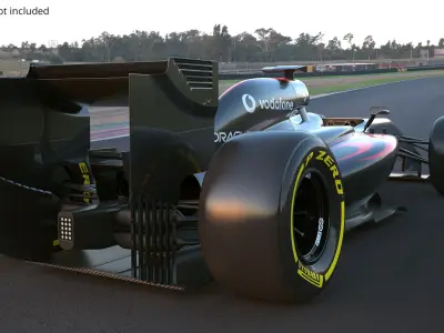  Open-Wheel Aerodynamic Race Car with Sponsor Logos Black Rigged 