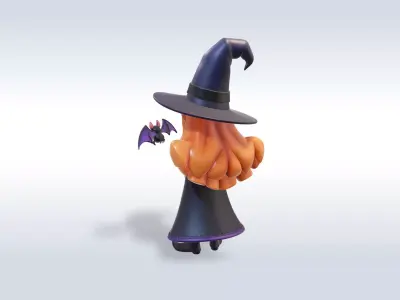 Adorable Witch Halloween Character 3D Model 3D model buy