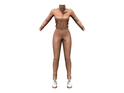 Military-Style Jumpsuit with Platform Sneakers Outfit Low-poly 3D model
