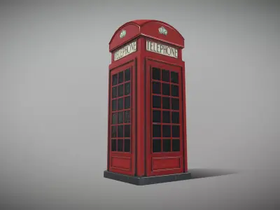 Red Telephone Box Low-poly 3D model