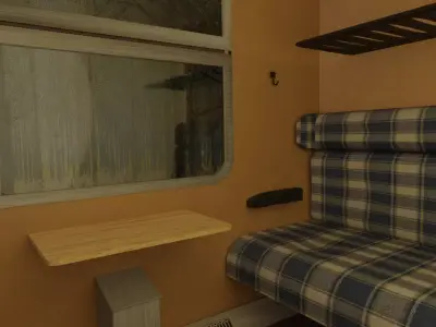 Railway Carriage Interior Low-poly 3D model