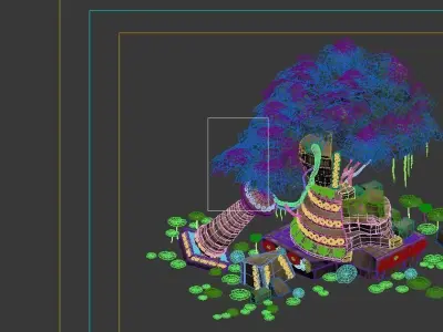 Kashayana Buddhist Forest Broken Water Pagoda 3D model
