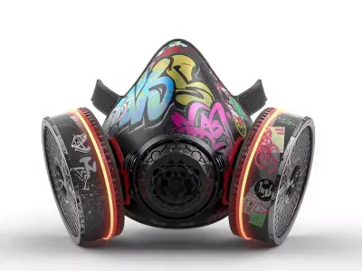 Neon Graffiti Respirator 3D Model Cyberpunk Street Art Low-poly 3D model