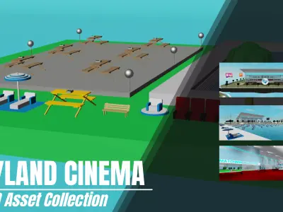 3D OBJECT COLLECTION SKYLAND CINEMA Low-poly 3D model
