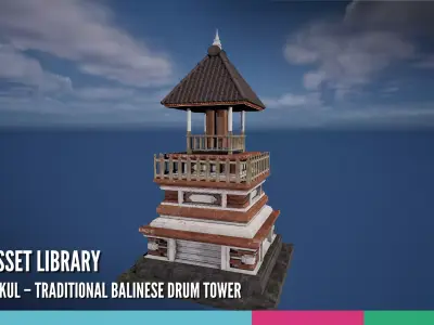 Balai Kulkul Traditional Balinese Drum Tower 3D model