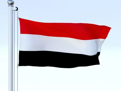Animated Yemen Flag Low-poly 3D model