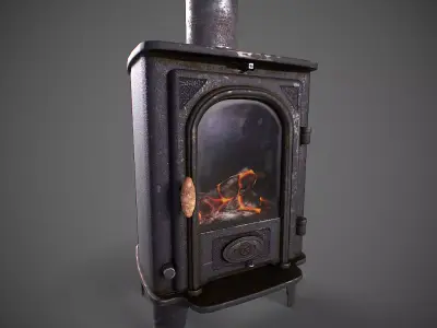 Log Burner Low-poly 3D model