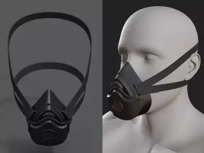 Gas mask helmet 3d safety isolated fantasy human futuristic  Low-poly 3D model