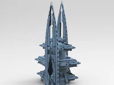 Planet side corporation logo tower  Low-poly 3D model