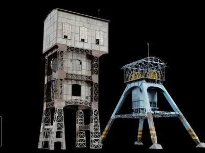 KWK Polska Coal Mine Shaft Towers 3D Model Pack