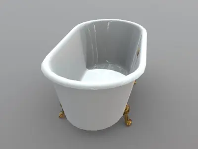 Bathtube bathtub with gold legs Low-poly 3D model