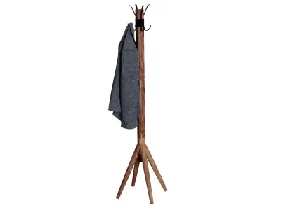 Wooden floor hanger jacket clothes hallway 3D model