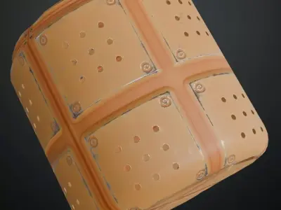 Sci-Fi Orange Metal Padded Panel PBR Seamless Texture