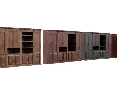 Large Wooden Cupboards Low-poly 3D model