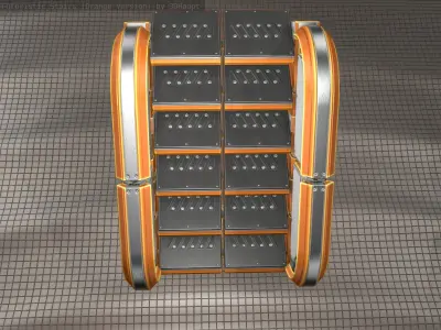 Sci-Fi Stairs - 30 - Orange Version  Low-poly 3D model