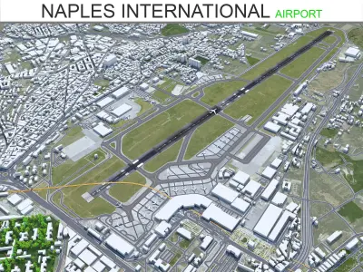 Naples International Airport 10km Low-poly 3D model