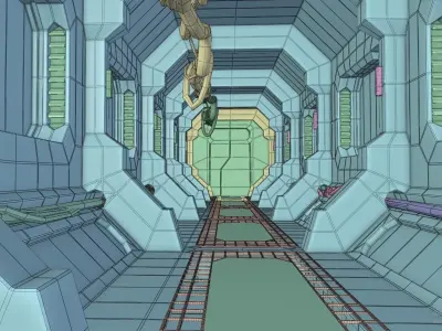 Modular 3D model Futuristic Sci Fi Corridor 3D model