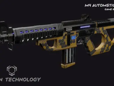Sci Fi M4 Rifle Low-poly 3D model