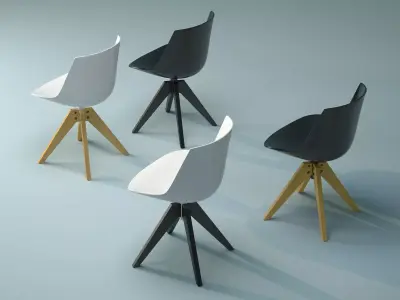 Flow Chair VN 4-legged oak 3D model