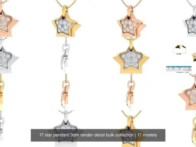 17 star pendant 3dm render detail bulk collection 3D Model Pack