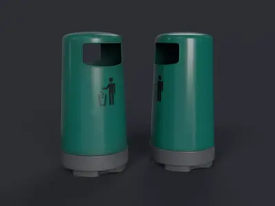 Street Trash Can 4 PBR Game Ready  Low-poly 3D model