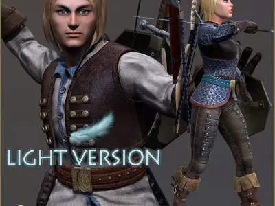 Adam And Eva Adventurer Light Version Low-poly 3D model