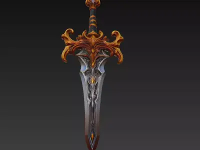 Aurion Flameblade - Celestial Royal Sword Low-poly 3D model