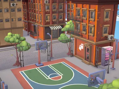 Lowpoly Brooklyn street hood assets 3D model