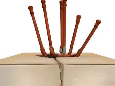 Industrial Concrete Base with Rebar Low-poly 3D model