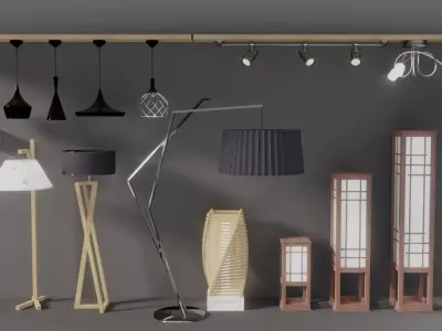 Pack of lamps for interior visualizations 3D model