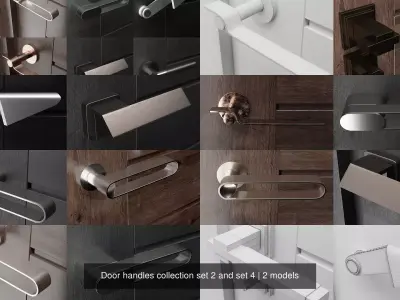 Door handles collection set 2 and set 4 3D Model Pack