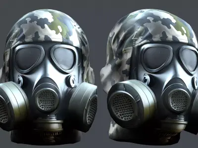 Gas mask helmet 3d model military combat Low-poly Low-poly 3D model