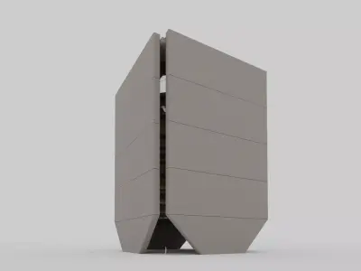 Brutalist Industrial Building 15 Low-poly 3D model