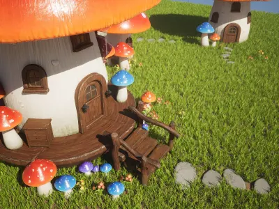 Mushroom House Low-poly 3D model