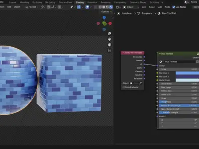 Fully Procedural Blue Tile Wall Material Texture