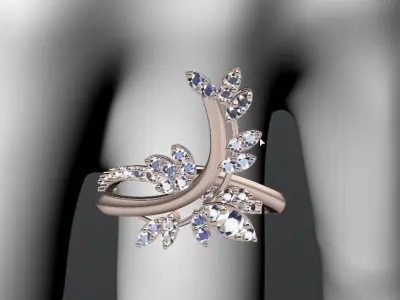 M Ring rose gold with diamonds 3D print model