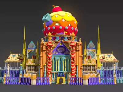 Cartoon cartoon castle park castle building model 3D model