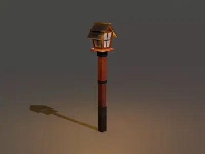Japanese street lamp Low-poly 3D model