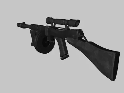 Sci-Fi Thompson Submachine - Gun Weaponry - Black Camo Low-poly 3D model
