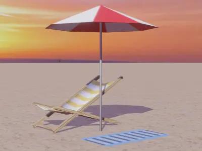 Low poly Beach Set Game Ready two palm trees in desert Low-poly 3D model