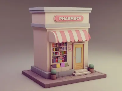 cartoon pharmacy 01 Low-poly 3D model
