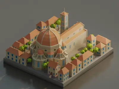 Florence Cathedral  Low-poly 3D model