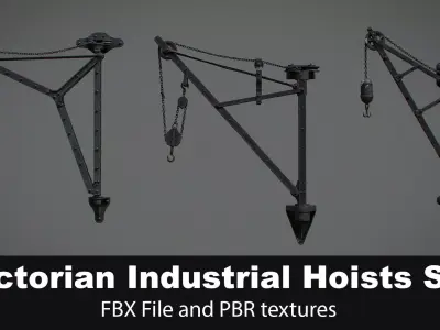 Victorian Industrial Wall Hoists Cranes 3D model
