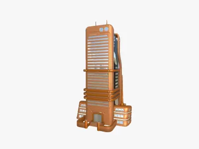 SciFi Building A04 Orange - Sci Fi Exterior Design Low-poly 3D model